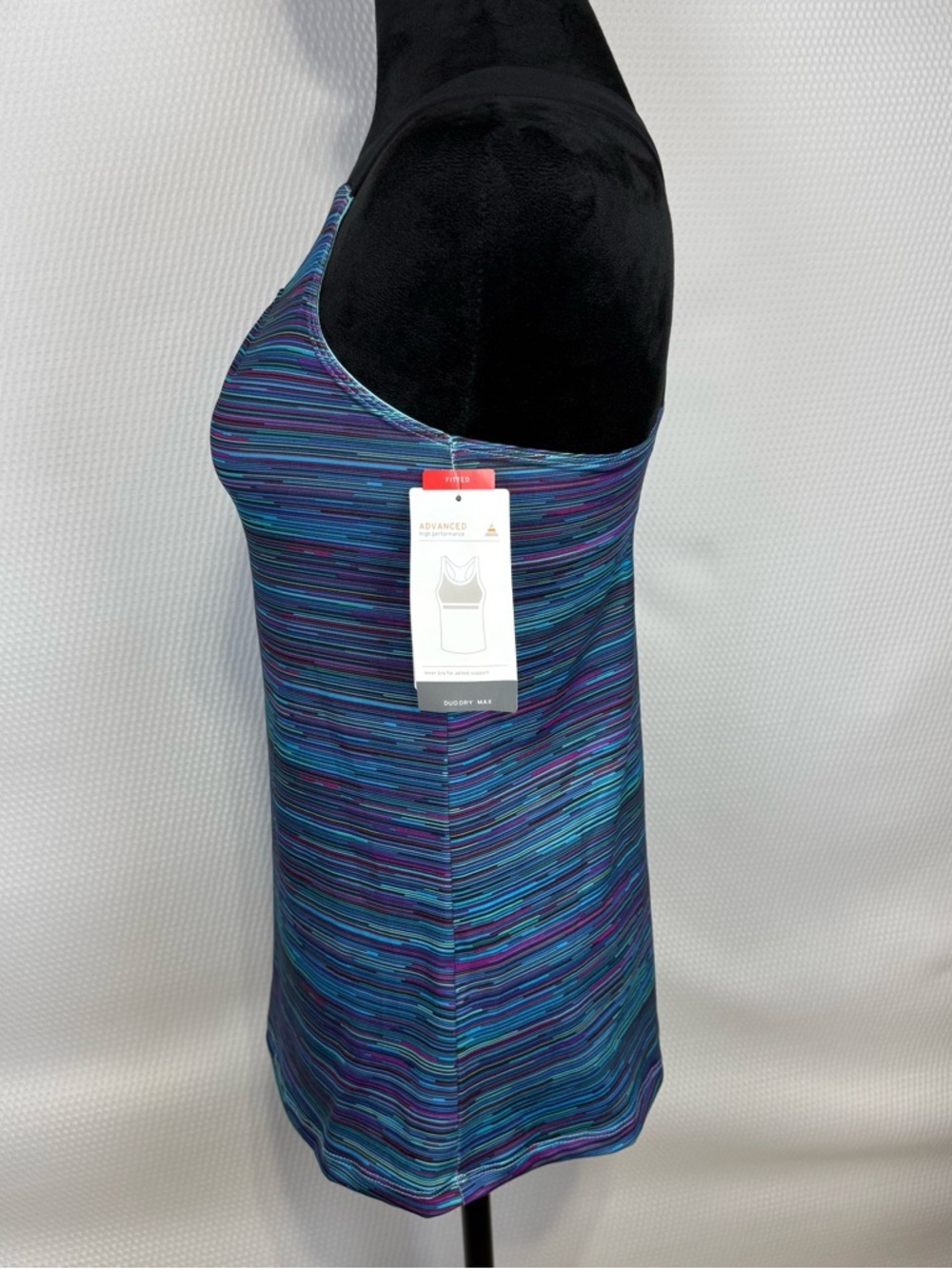 Champion Duo Dry Small Built-In Bra Athletic Tank Top Blue Purple Space Dye NWT - Picture 2 of 11